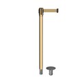 Montour Line Retractable Belt Removable Stanchion 2ft Pol.Brass Post  7.5ft Lt Brwn MX530R-PB-LBN-75